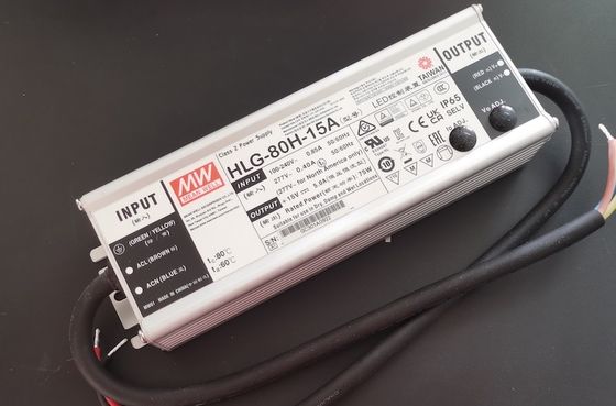HLG-80H-15A 15v 5A 80W Dimmable LED Light Driver , Constant Current LED Power Supply