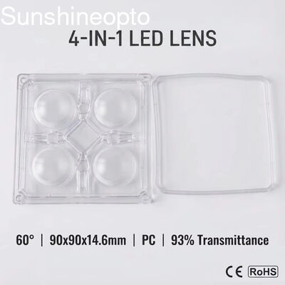 90×90mm Optical PC LED Lens with 60° Beam Angle for Industrial High Bay Lights